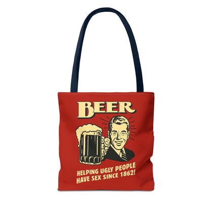 Beer Tote Bag - Helping Ugly People Have Sex Since 1862 - Lustige Retro Bier Einkaufstasche - Vintage Parodie Geschenk