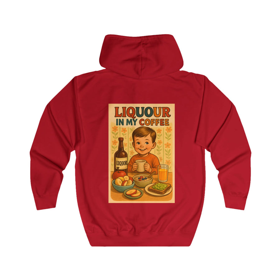True Insights Liquor in My Coffee Zip-Hoodie – Retro-Motiv mit Humor für Kaffeetrinker