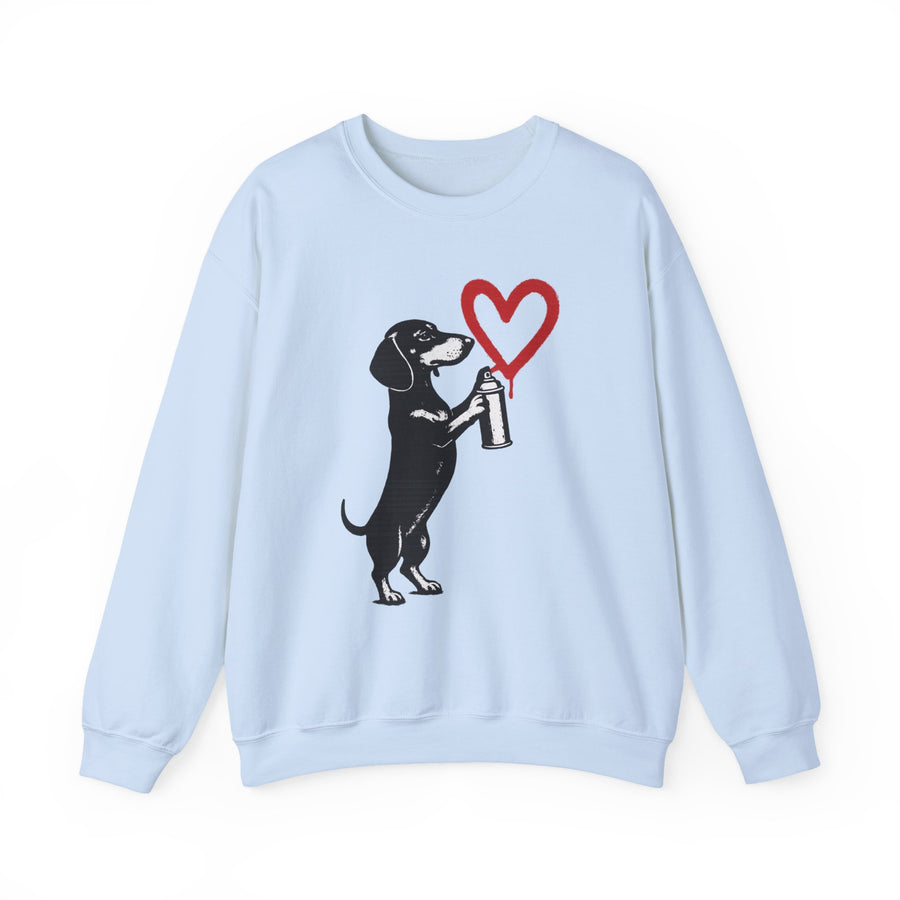 True Insights Dackel mit Sprühdose Sweatshirt – Street-Art-Graffiti-Motiv mit Herz