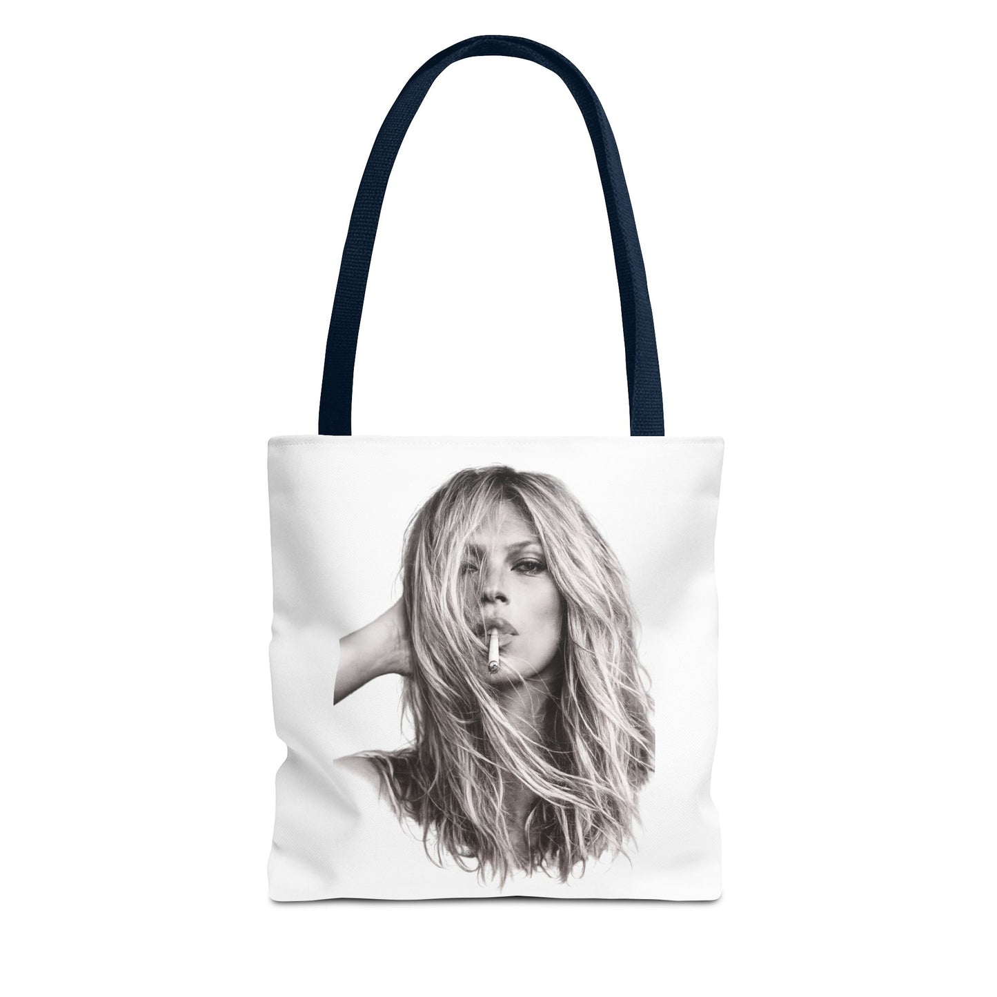 Kate Moss Tote Bag – Schwarz-Weiß Portrait Fashion Icon Stofftasche | Kultiges Model Motiv für Fans & Fashionistas