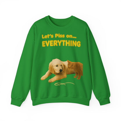 Vintage Motiv – Let’s Piss on Everything – Satirisches Sweatshirt mit Hund & Katze | True Insights Design mit Humor