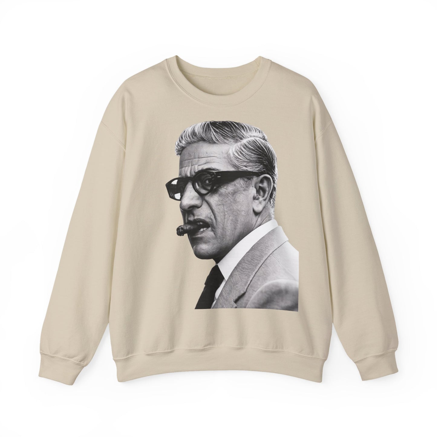 Aristoteles Onassis Sweatshirt – Schwarz-Weiß Porträt mit Zigarre & Brille | Vintage Legenden Pullover Herren Damen