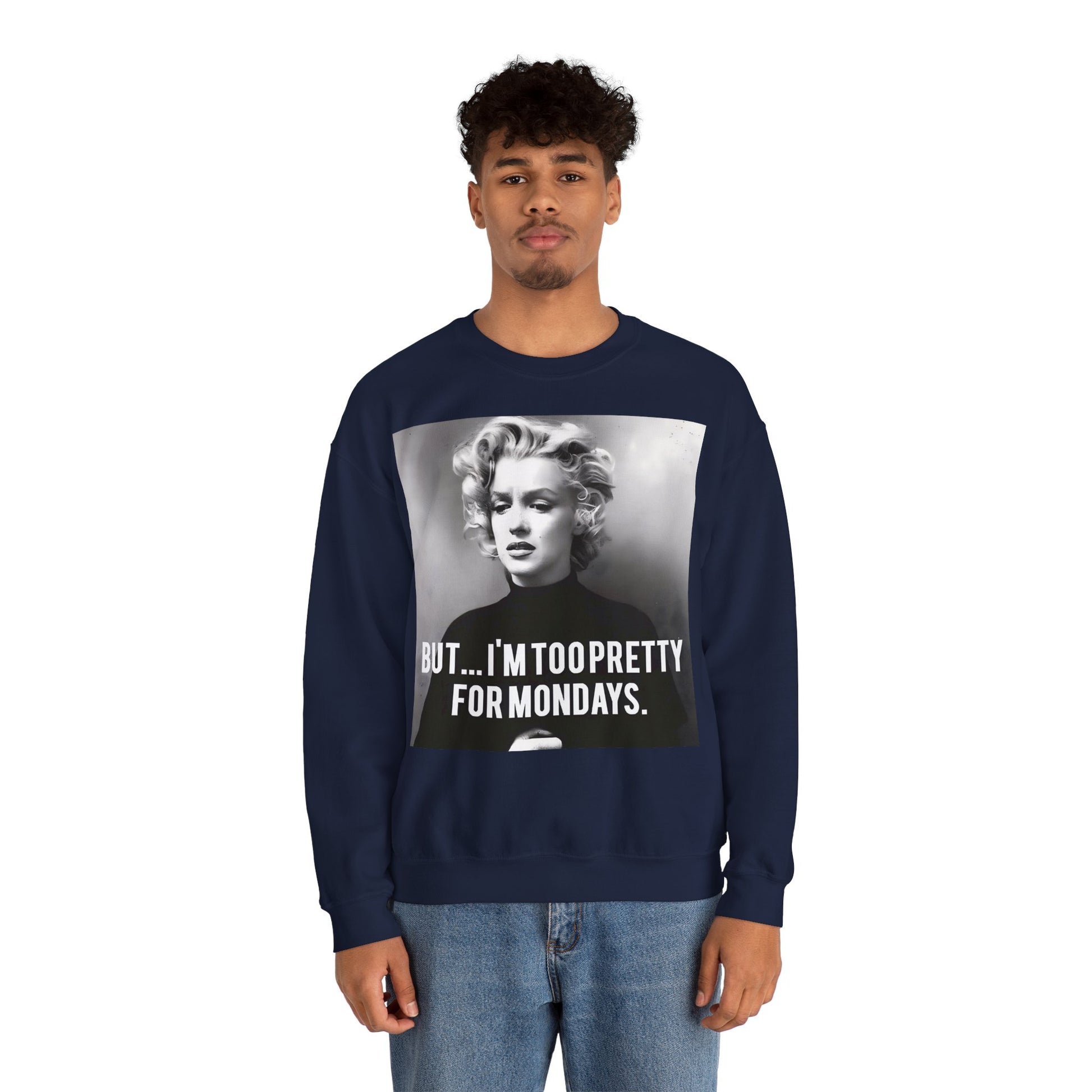 Sweatshirt – Sweatshirt – Too Pretty for Mondays – Retro Statement Pullover | True Insights Design mit Humor