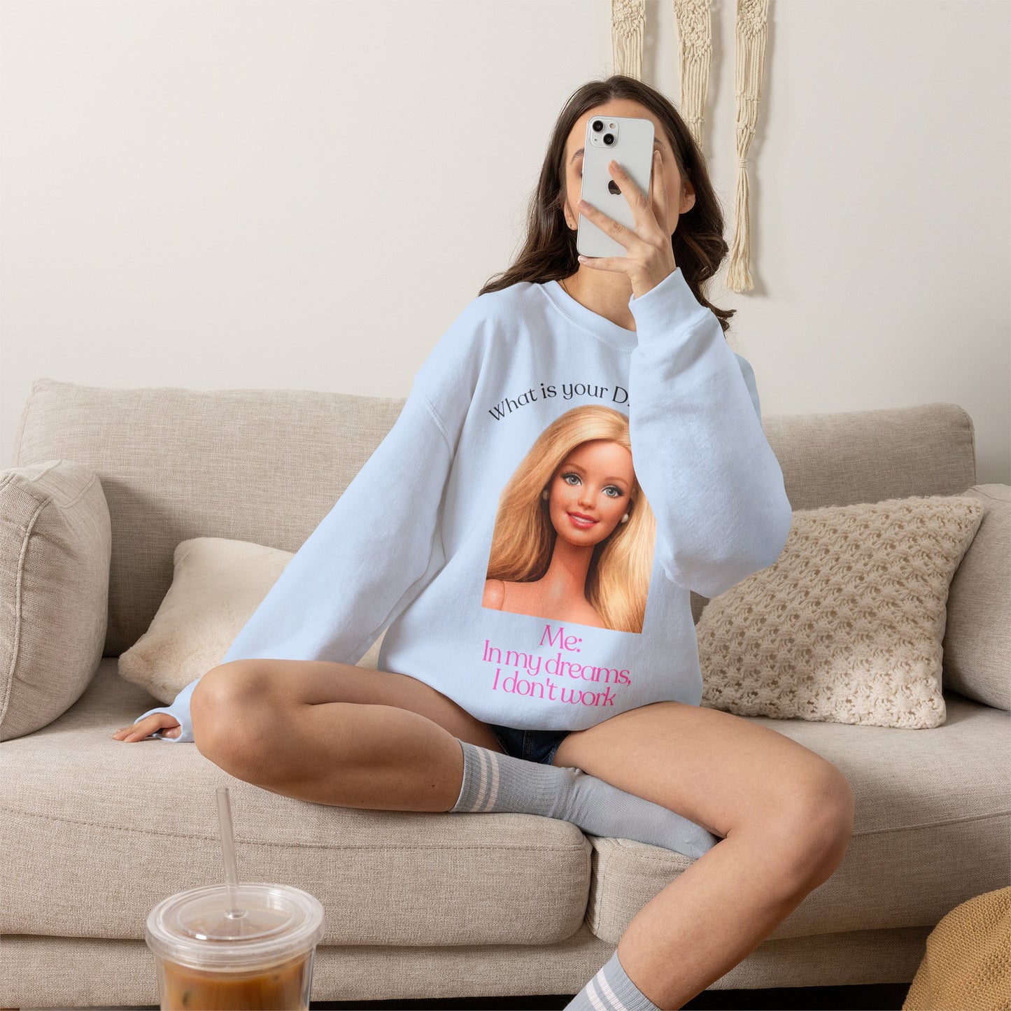 Lustiges Sweatshirt 'In my dreams I don't work' - Anti-Arbeit Spruch Pullover für Faulenzer & Büromuffel