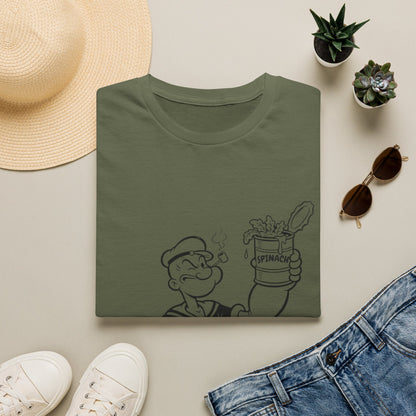 Popeye Spinat Dose T-Shirt Unisex – Retro Comic Kult Sailor Cartoon Fan Shirt Geschenk