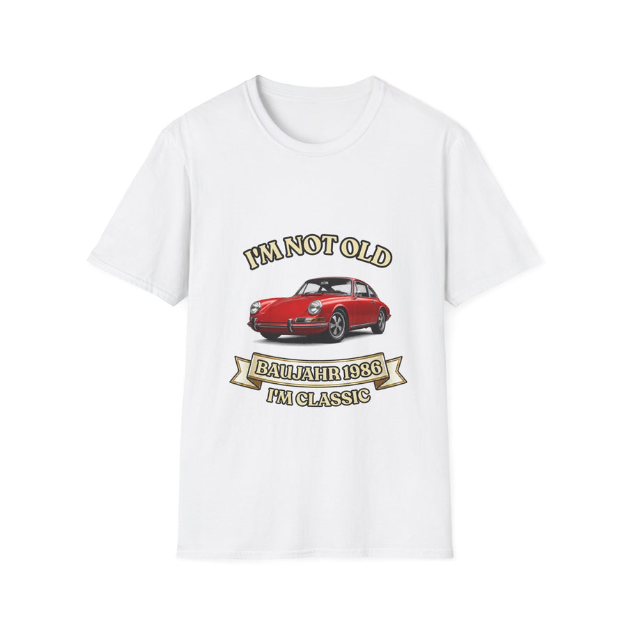 True Insights T-Shirt Baujahr 1986 roter Sportwagen in Sport Grey, Geschenk zum 40. Geburtstag