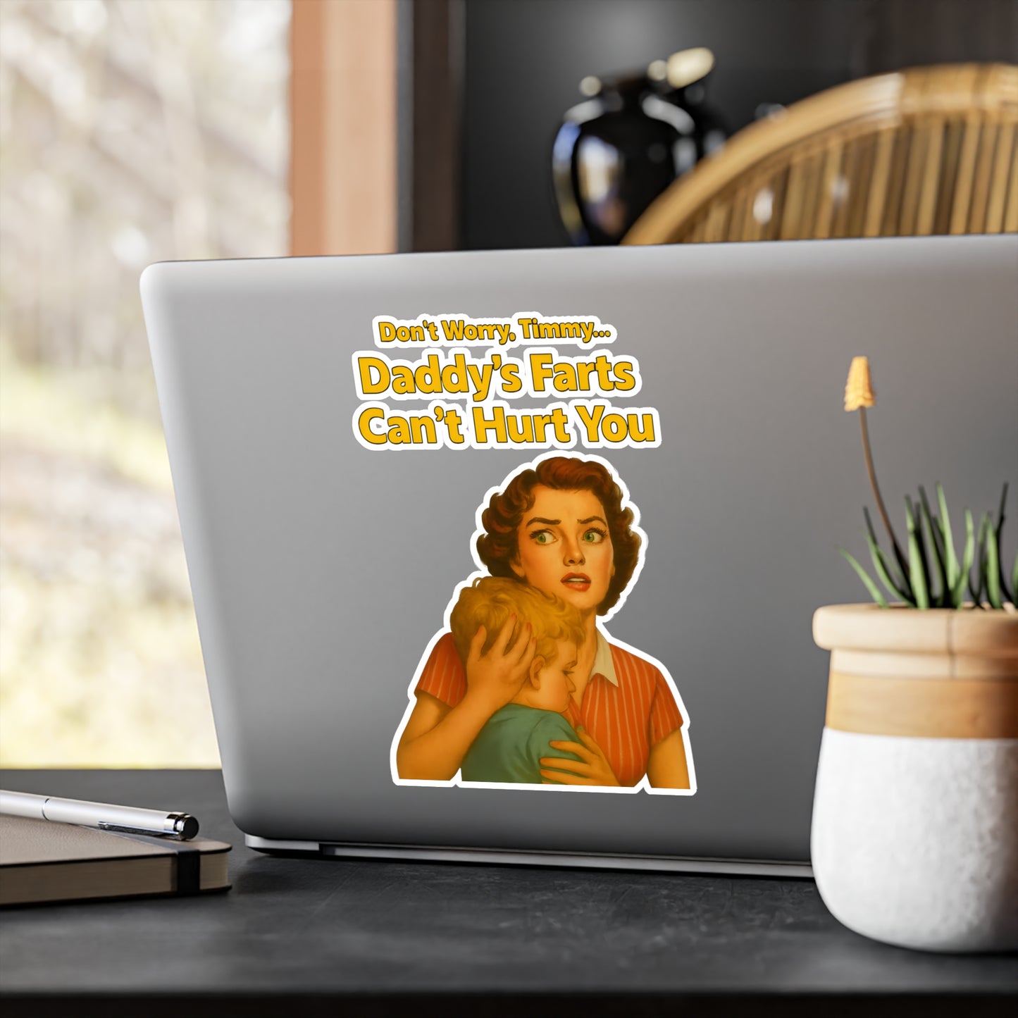 Daddy's Farts Can't Hurt You Sticker - Lustiger Retro Vintage Spruch - Witziges Geschenk für Väter, Papas & Furz-Humor Fans