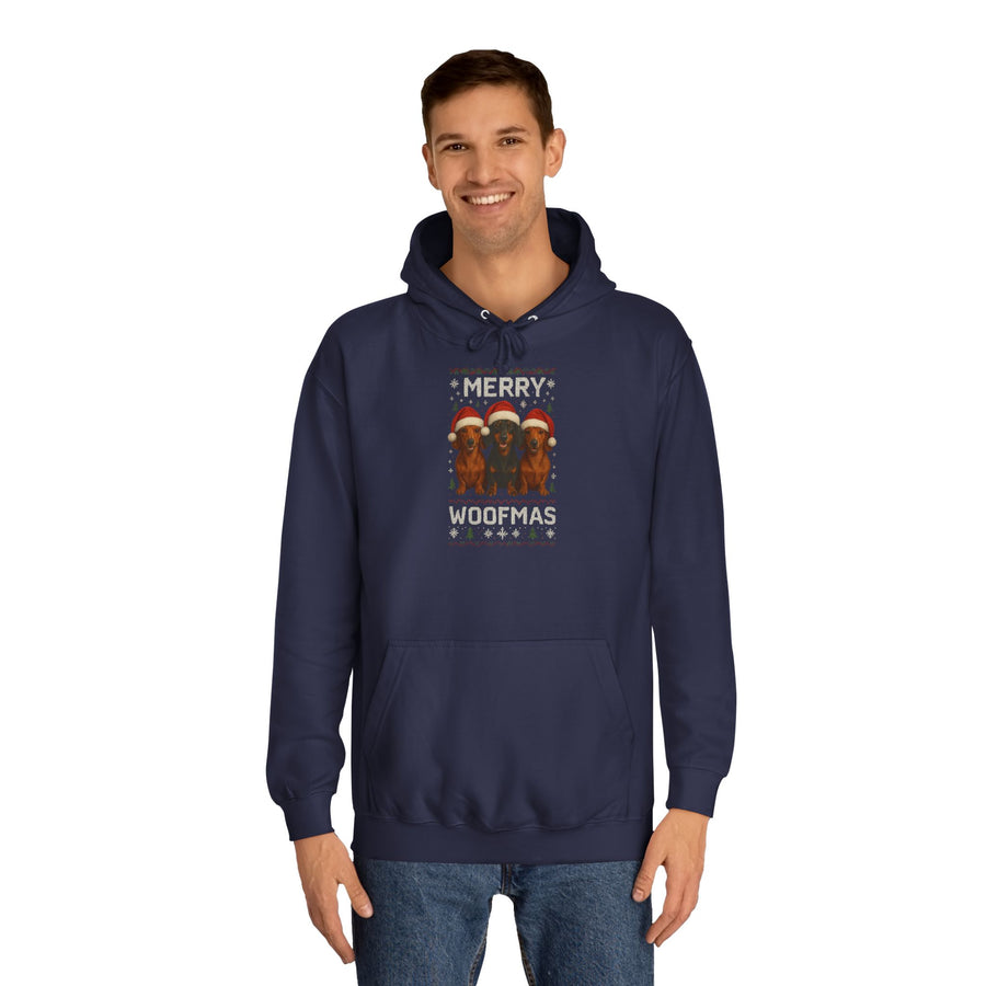 True Insights Merry Woofmas Dackel Hoodie – Lustiges Weihnachtsmotiv mit drei Dackeln