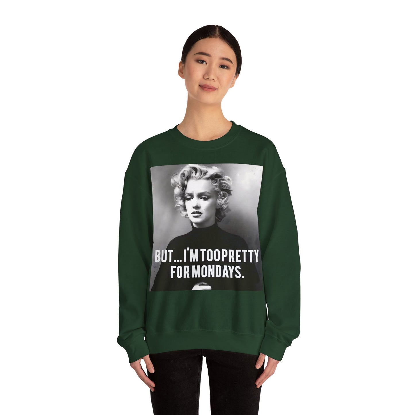 Sweatshirt – Sweatshirt – Too Pretty for Mondays – Retro Statement Pullover | True Insights Design mit Humor
