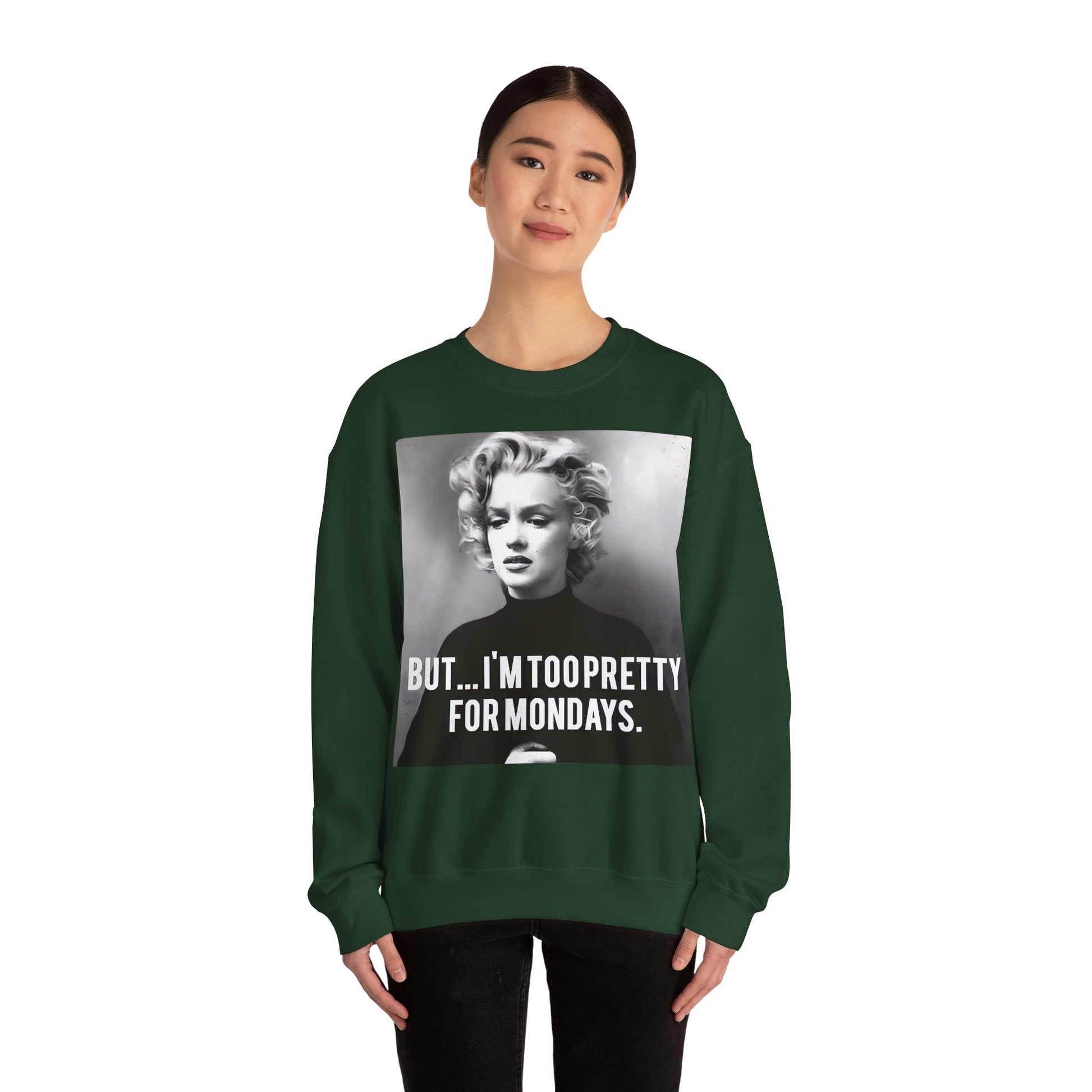 Sweatshirt – Sweatshirt – Too Pretty for Mondays – Retro Statement Pullover | True Insights Design mit Humor