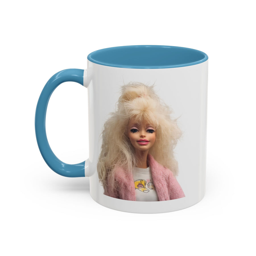 Mug Poupée Rétro Années 80 | Blonde Culte Brushing & Veste Rose | Tasse Café Cadeau Fans Nostalgie & Barbie
