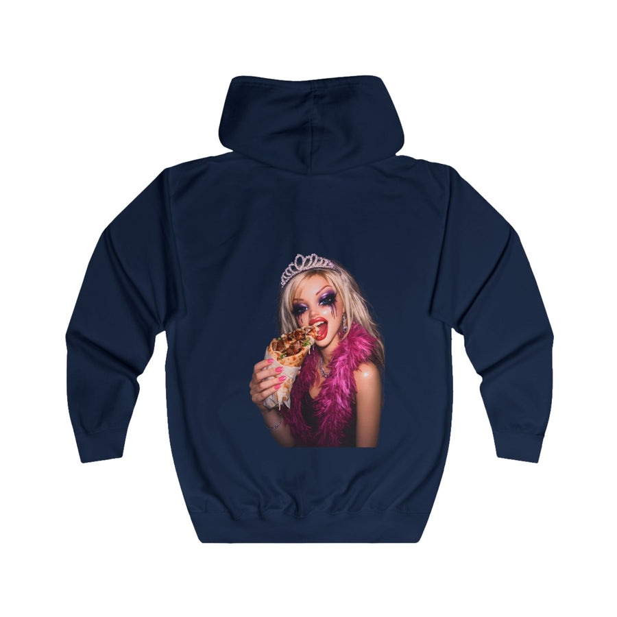 Statement Sweatjacke „Princess Punk“ – Zip-Hoodie mit Rückendruck – Oxford Navy – Rückenansicht
