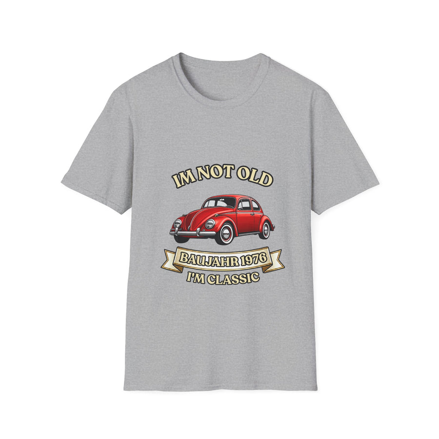 True Insights T-Shirt Baujahr 1976 Oldtimer Käfer Motiv in Sport Grey zum 50. Geburtstag