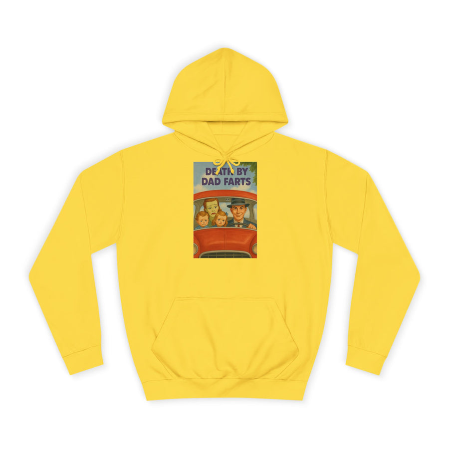 True Insights Death by Dad Farts Hoodie – Retro-Familiendrama mit schwarzem Humor in Sun Yellow