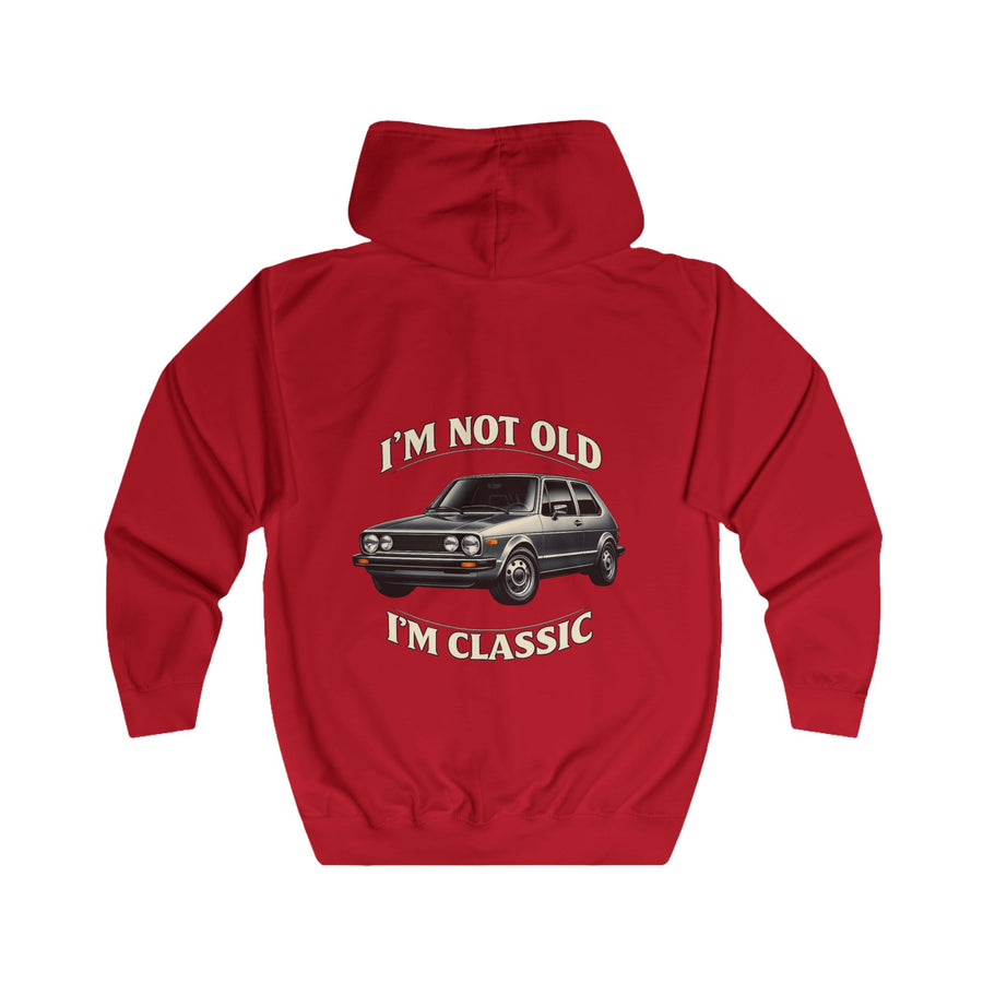VW Golf 1 Oldtimer Zip Hoodie - I'm Not Old I'm Classic - Veste à capuche rétro pour fans de voitures classiques & mécanos