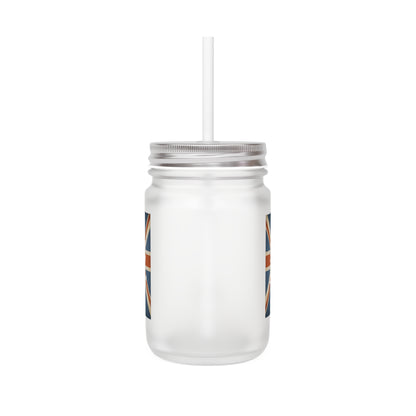 Keep Calm and Carry On Mason Jar – Union Jack Kroon Vintage Brits Drinkglas, Cadeau voor UK-Fans & Engeland-Liefhebbers