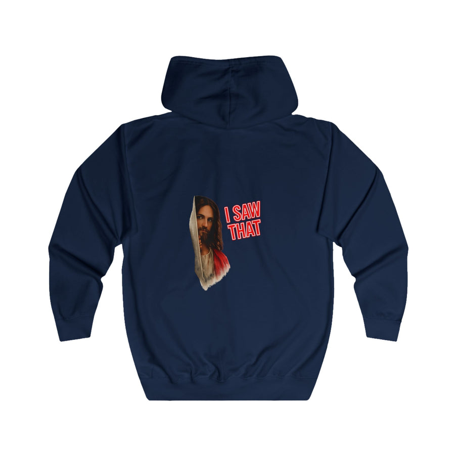 I Saw That Jesus Zip-Hoodie – Religieuze humor met een knipoog