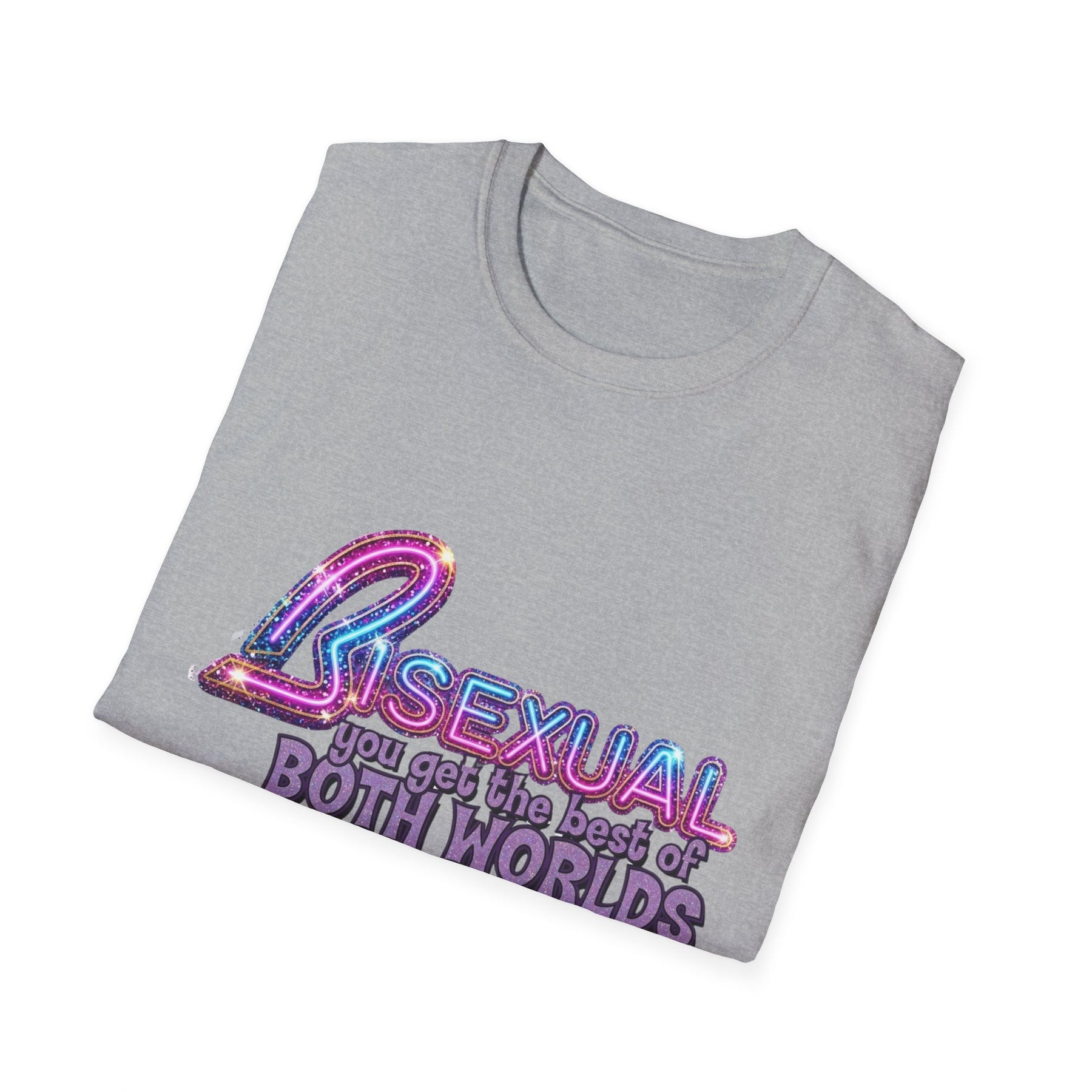 True Insights Bi Pride T-Shirt Best Of Both Worlds CSD Glitzer-Neon-Look beim Pride-Event