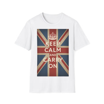 True Insights T-Shirt Keep Calm and Carry On Union Jack Vintage in Weiß, britische Flagge, Unisex Geschenk