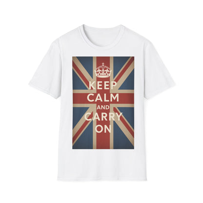 True Insights T-Shirt Keep Calm and Carry On Union Jack Vintage in Weiß, britische Flagge, Unisex Geschenk