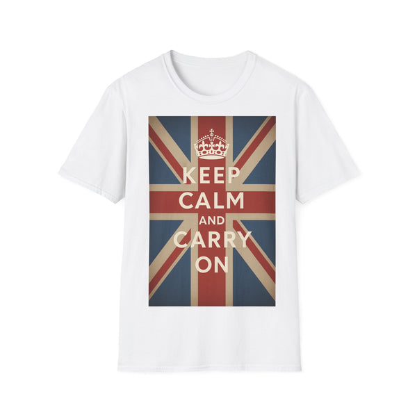 True Insights T-Shirt Keep Calm and Carry On Union Jack Vintage in Weiß, britische Flagge, Unisex Geschenk