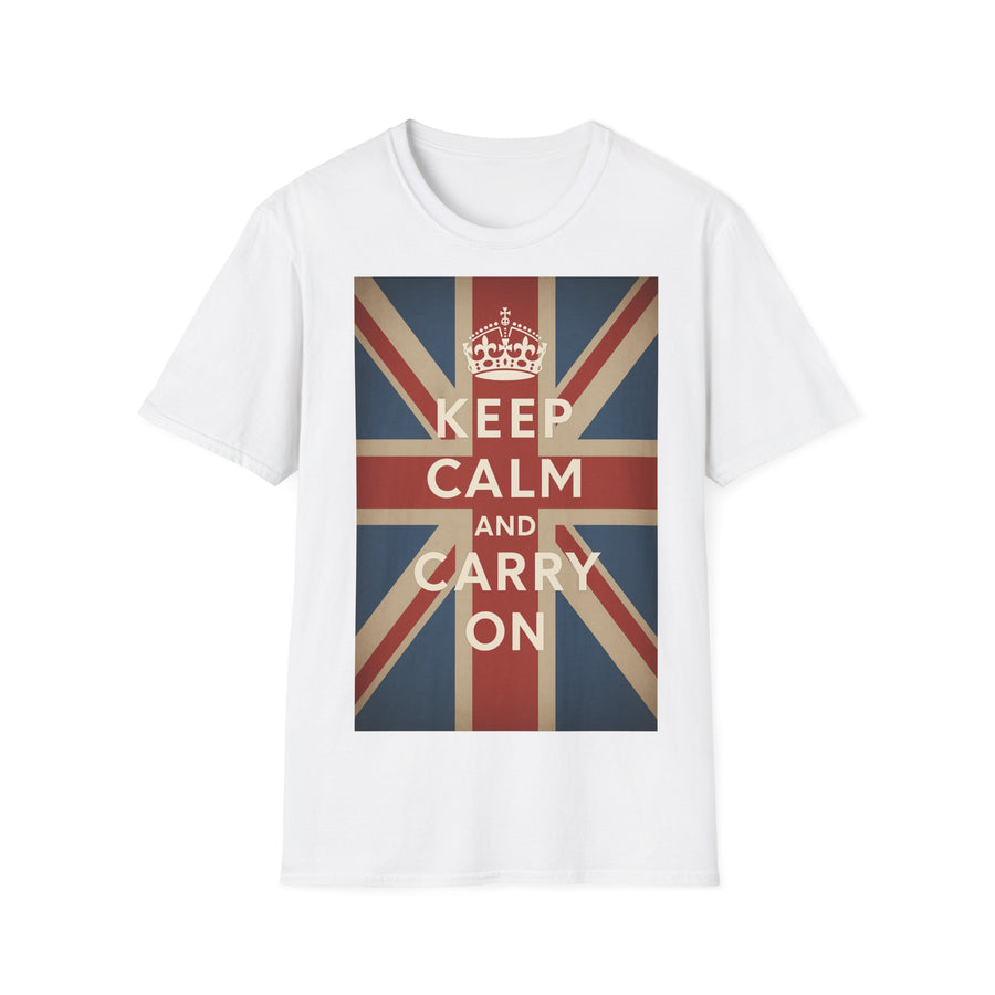 True Insights T-Shirt Keep Calm and Carry On Union Jack Vintage in Weiß, britische Flagge, Unisex Geschenk