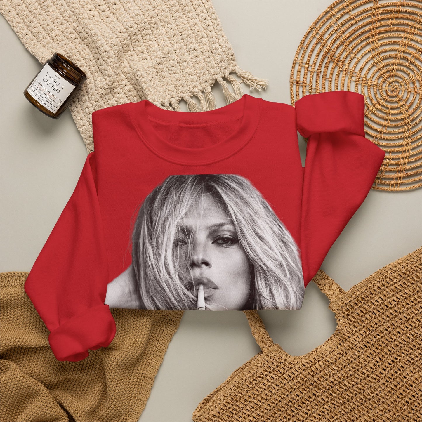 Kate Moss Sweatshirt – Schwarz-Weiß Portrait Kult-Pullover für Fashion & Vintage Fans, ikonisches Model Motiv