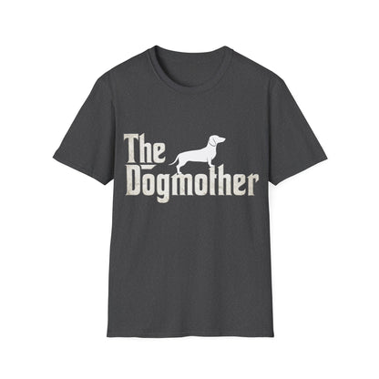 True Insights T-Shirt The Dogmother Dackel Print in Dunkelgrau meliert, witziges Shirt für Dackelbesitzer