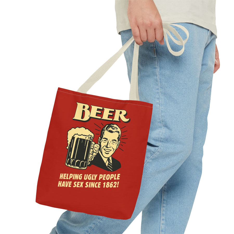 True Insights Bier Tote Bag Retro Parodie Design Detail des Aufdrucks