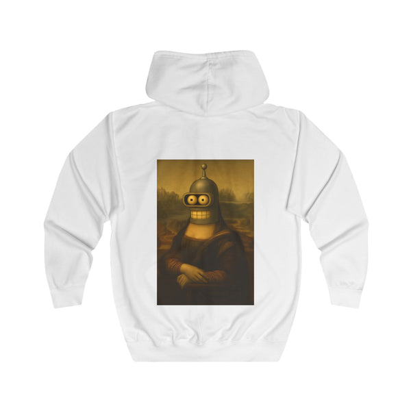 True Insights Zip Hoodie Mona Lisa Roboter Parodie in Arctic White, satirisches Kunst Mashup für Sci-Fi Fans