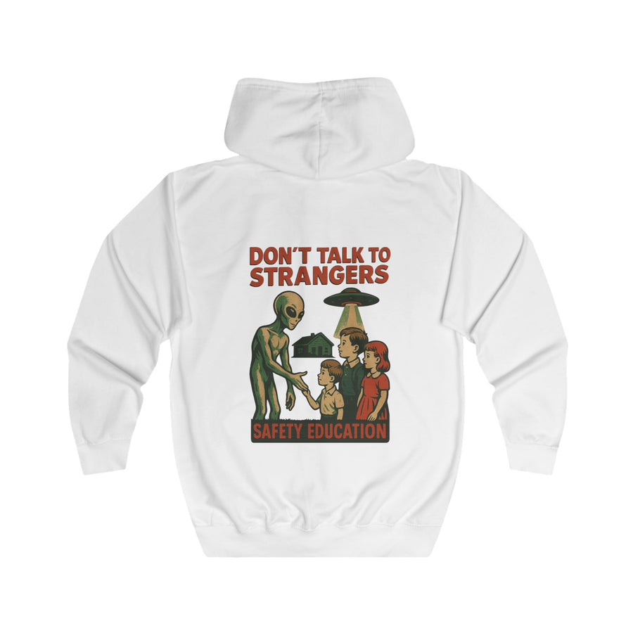 Don't Talk to Strangers Alien Zip-Hoodie – Lustiges Retro-UFO-Motiv