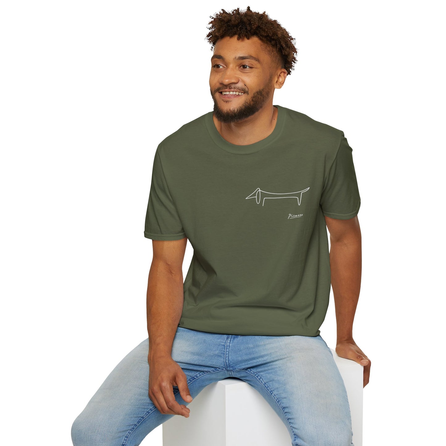 Picasso Dackel T-Shirt – Minimalistische Hundelinie mit Kultfaktor - kleines Motiv