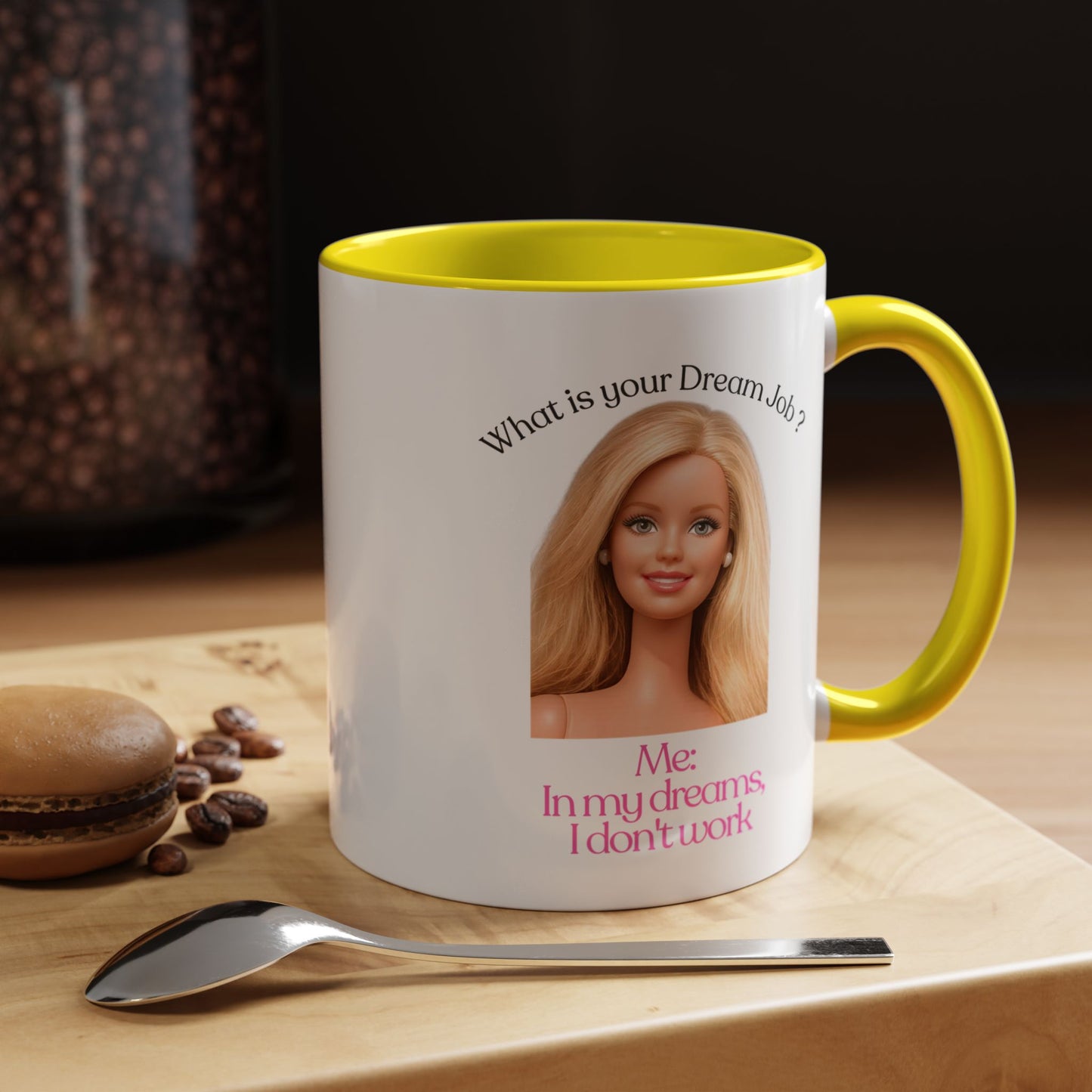 Lustige Tasse "In my dreams I don't work" - Witziger Spruch Kaffeebecher als Geschenk für faule Tage & Arbeitsmuffel