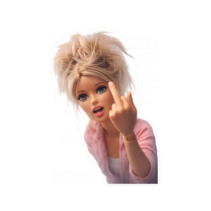 Frecher Barbie Sticker mit Mittelfinger - Lustiger Rebell Aufkleber für Laptop, Notebook & Deko - Perfekt für freche Statement-Fans