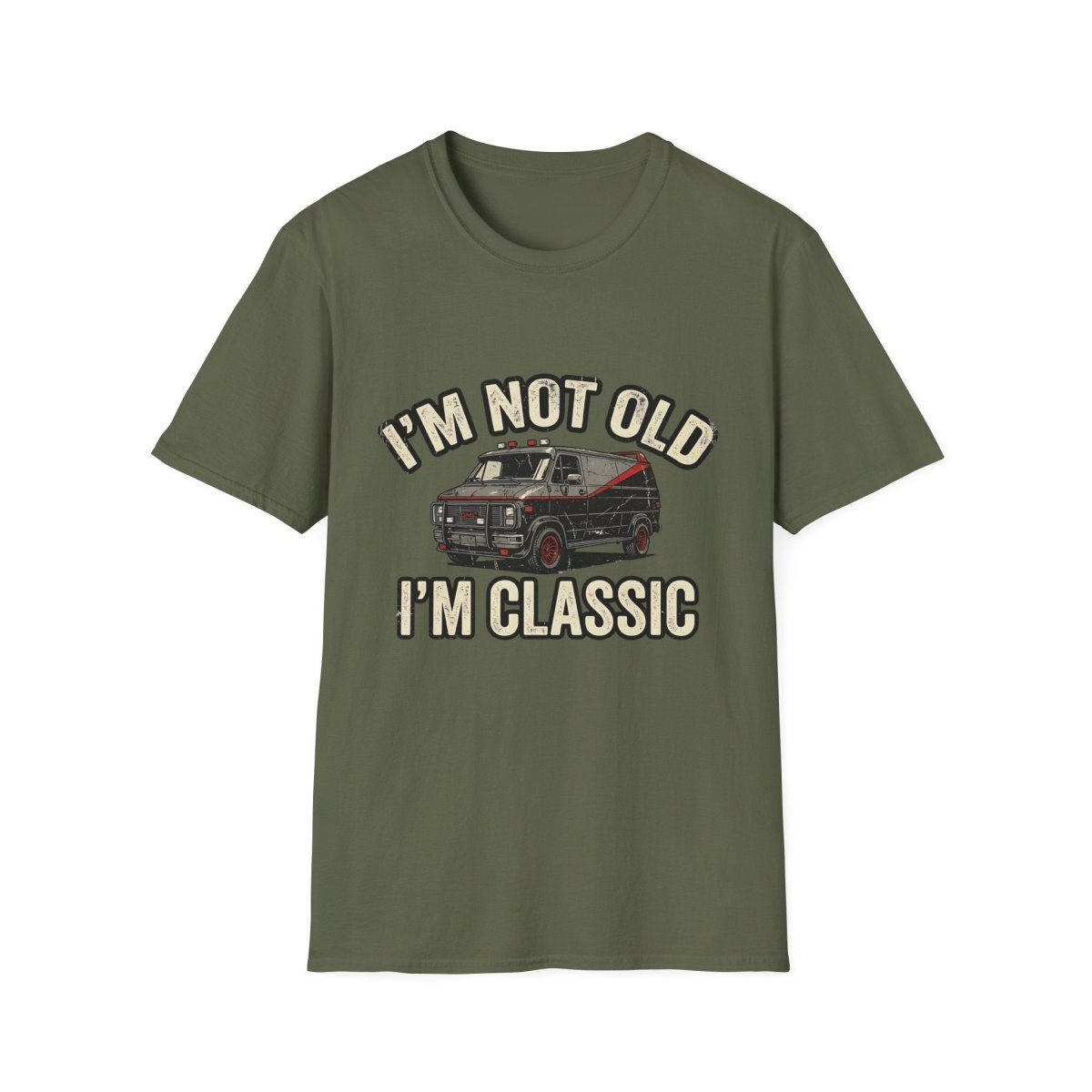 True Insights T-Shirt I'm Not Old I'm Classic Retro Van Motiv in Military Green