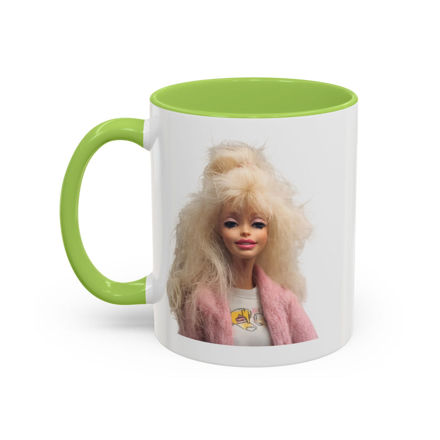 Mug Poupée Rétro Années 80 | Blonde Culte Brushing & Veste Rose | Tasse Café Cadeau Fans Nostalgie & Barbie