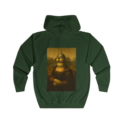 True Insights Zip Hoodie Mona Lisa Roboter Motiv in Bottle Green, lustige Kunst Parodie für Fans