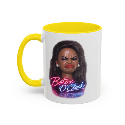 Botox O'Clock Tasse - Lustige Neon Kaffeetasse mit witzigem Grimasse-Motiv, Geschenk für Beauty-Fans & Humor-Liebhaber