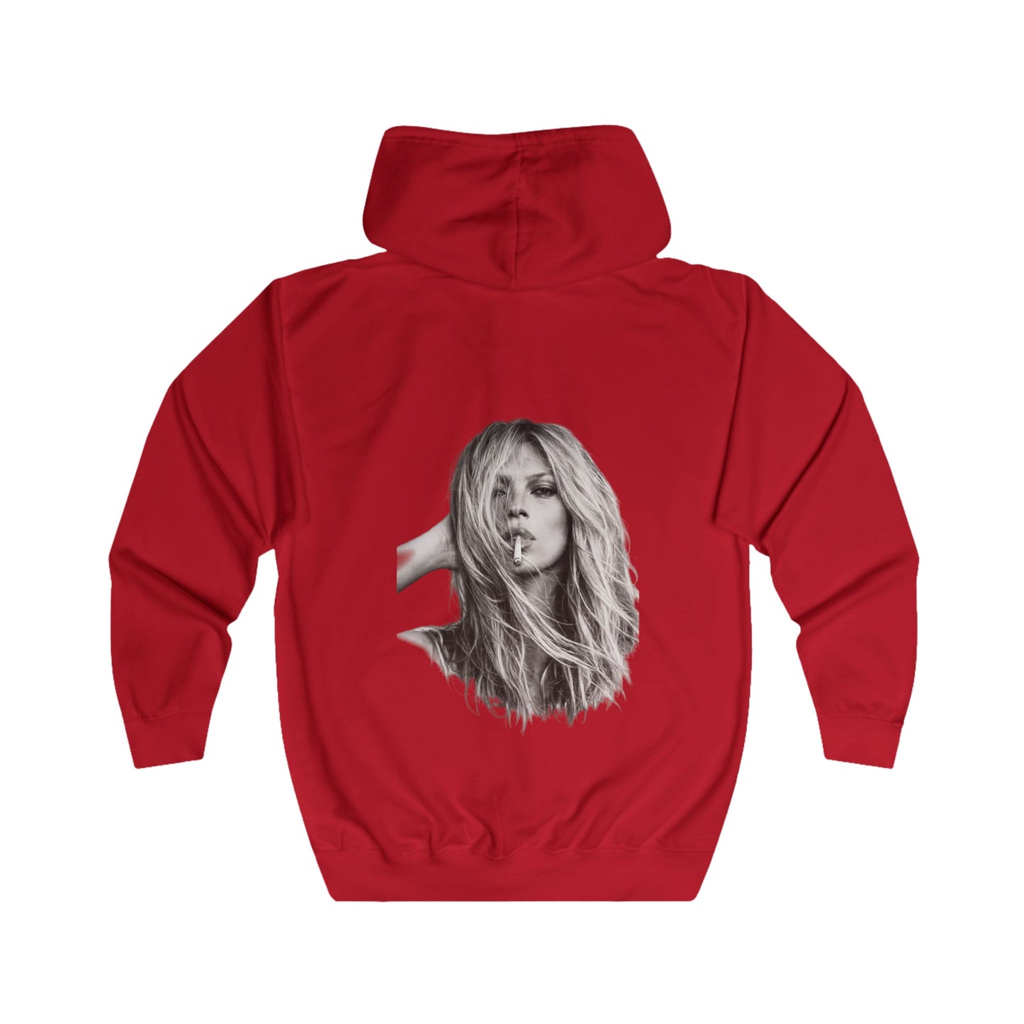 Kate Moss Zip Hoodie – Ikonisches Schwarz-Weiß Porträt Kapuzenjacke für Fashion & Musik Fans, Vintage Style Geschenk