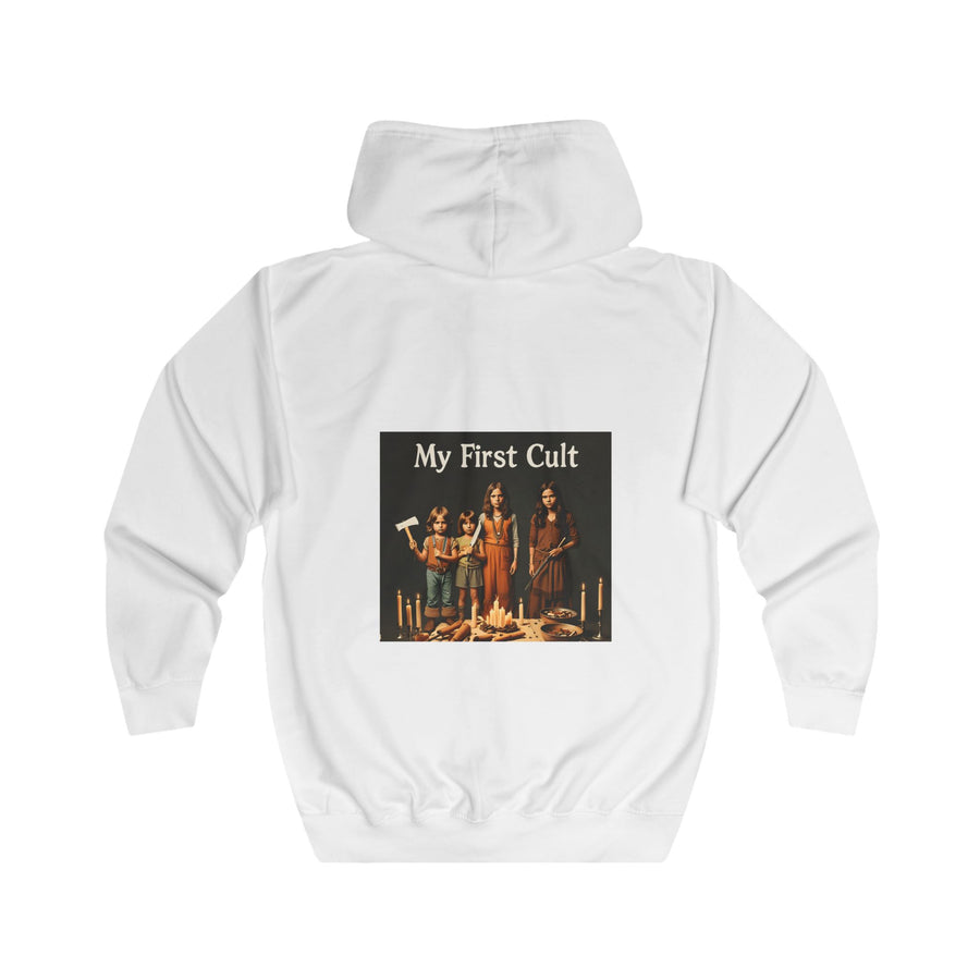 My First Cult Zip-Hoodie – Schräges Retro-Foto-Motiv mit schwarzem Humor