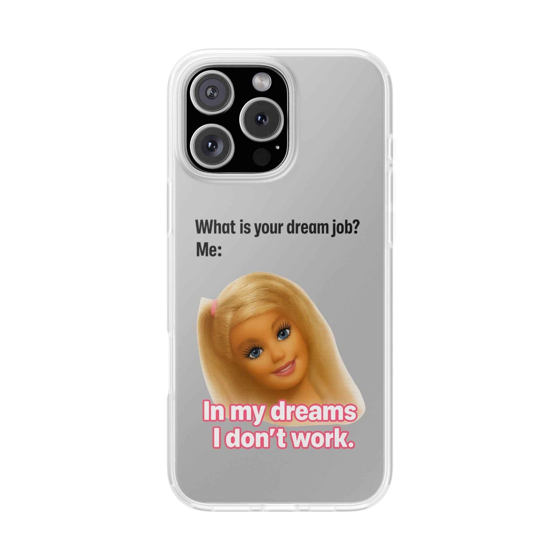 Traumjob Handyhülle – Satirische Anti-Work Phone Case mit Puppen-Illustration
