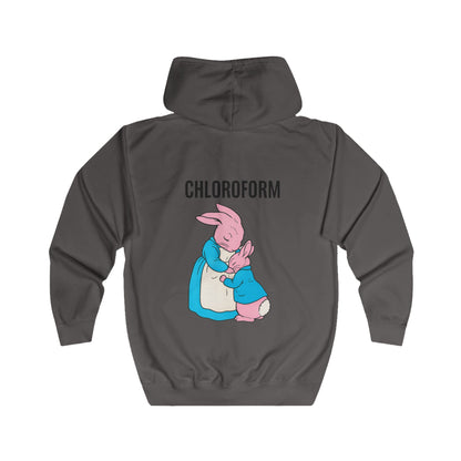 CHLOROFORM Hase Zip Hoodie – Lustiger Schwarzer Humor Kapuzenpullover mit Häschen Motiv, Sarkastisches Geschenk
