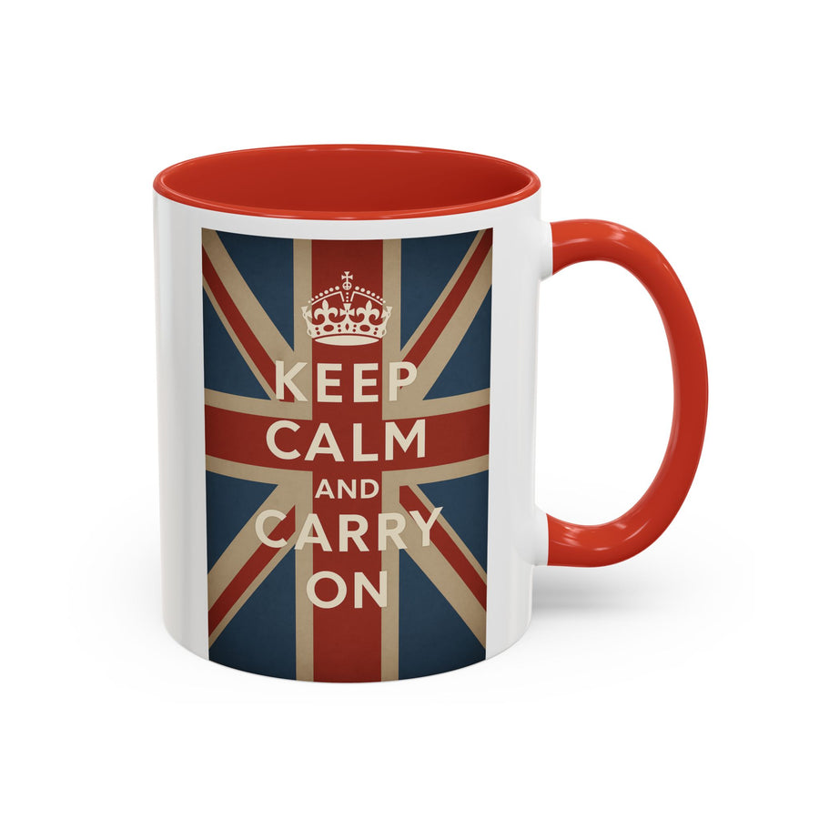 Mug Keep Calm and Carry On – Tasse Union Jack rétro British avec couronne