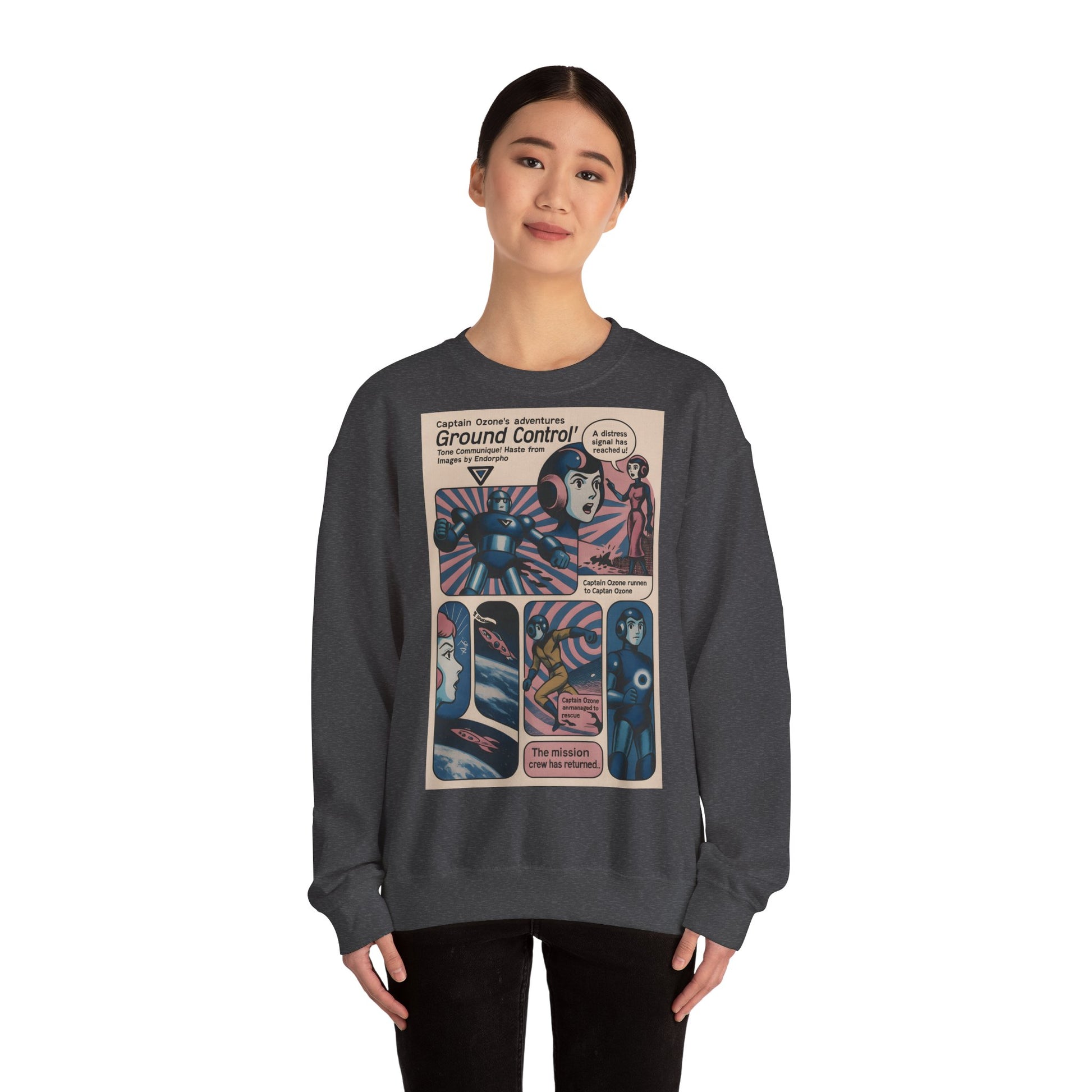 Retro Space Comic Sweatshirt – Captain Ozone „Ground Control“ Edition