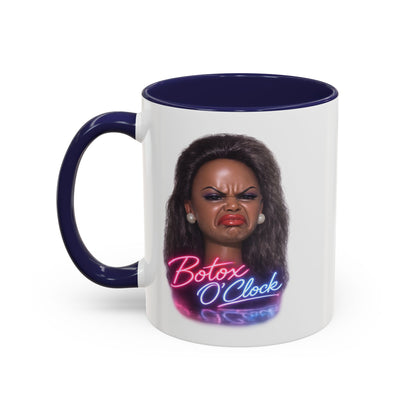 Botox O'Clock Tasse - Lustige Neon Kaffeetasse mit witzigem Grimasse-Motiv, Geschenk für Beauty-Fans & Humor-Liebhaber