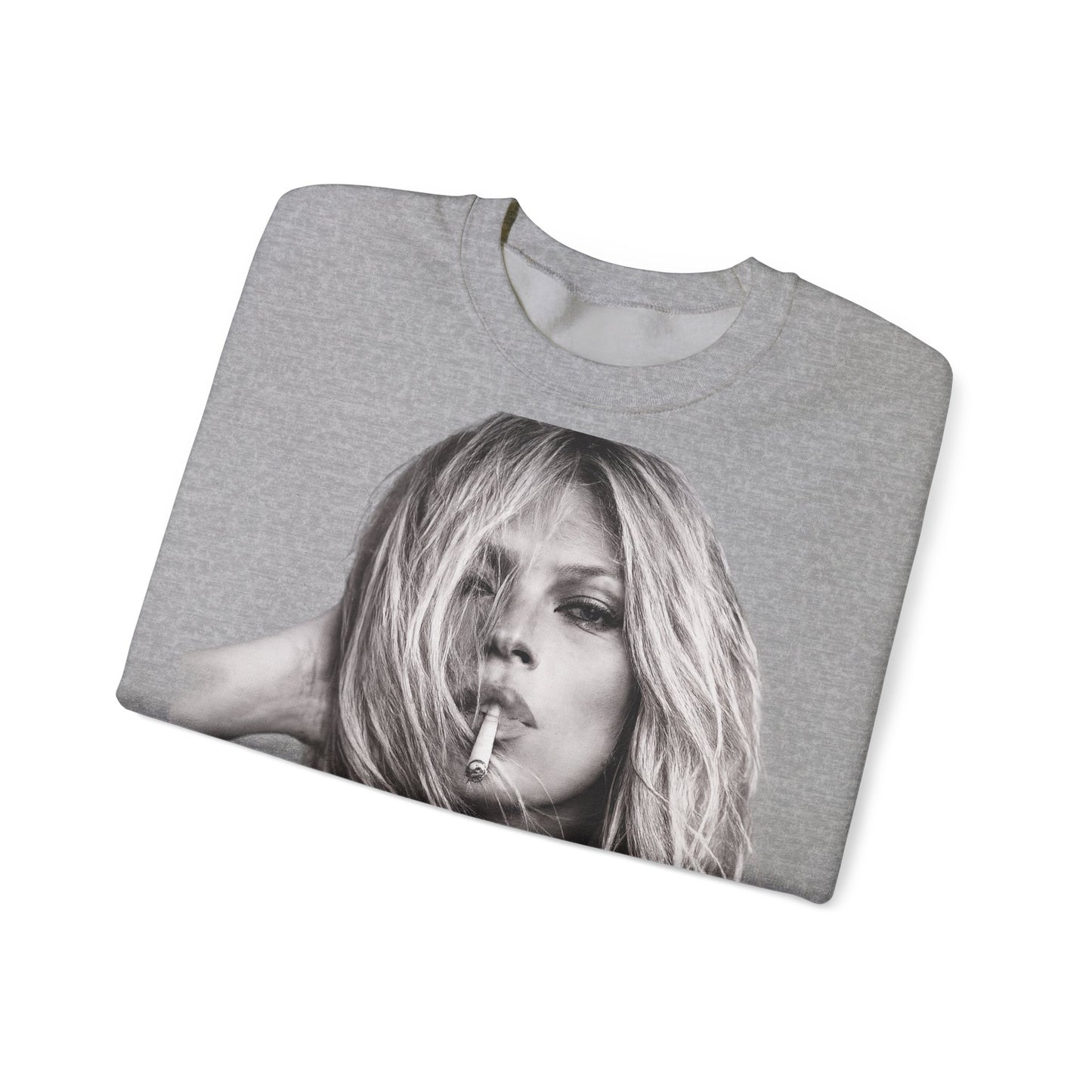 Kate Moss Sweatshirt – Schwarz-Weiß Portrait Kult-Pullover für Fashion & Vintage Fans, ikonisches Model Motiv