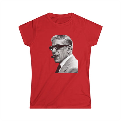 Aristoteles Onassis Damen Shirt – Ikonisches Schwarz-Weiß Portrait mit Zigarre & Brille, Vintage Retro Stil, Geschenk für Stilbewusste