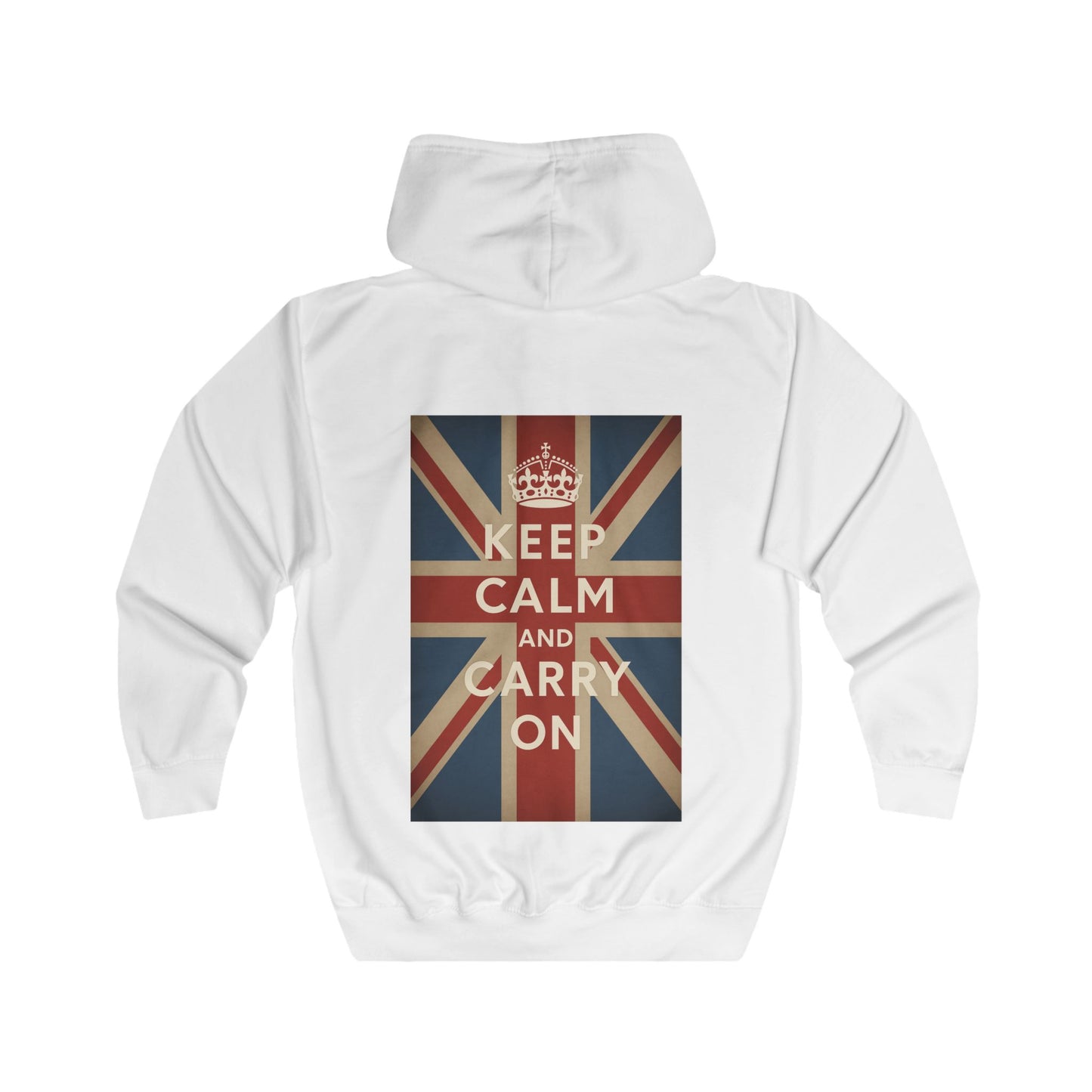 Keep Calm and Carry On Zip Hoodie - Union Jack Kult-Motief - Vintage UK Britse Retro Hoodie