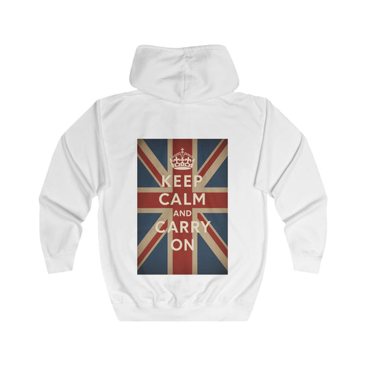 Keep Calm and Carry On Zip Hoodie - Union Jack Kult-Motiv - Vintage UK Britannien Retro Kapuzenjacke