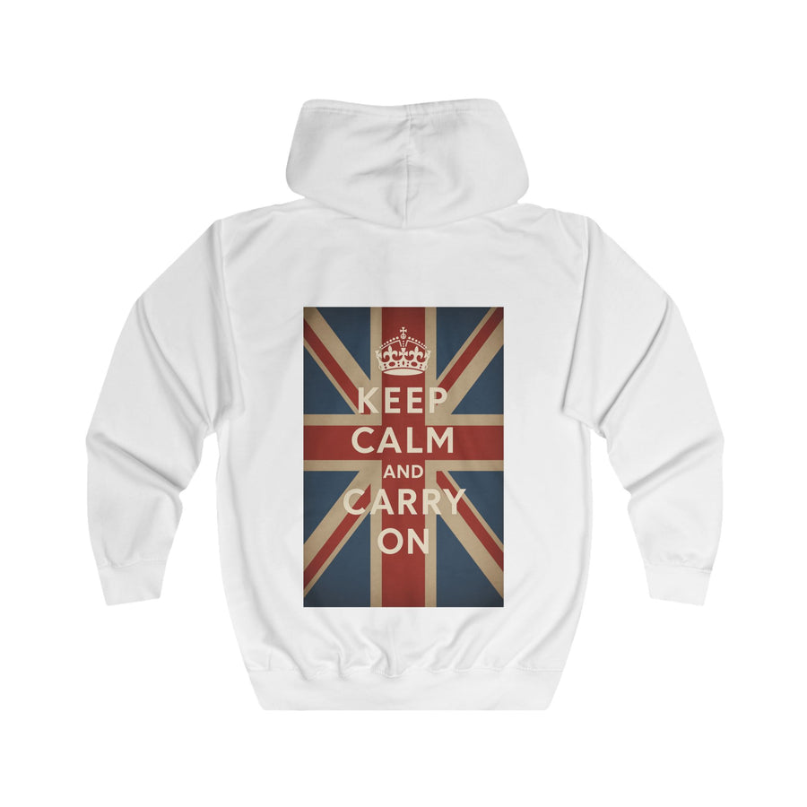 Keep Calm and Carry On Zip Hoodie - Union Jack culte - Veste à capuche rétro vintage UK Grande-Bretagne